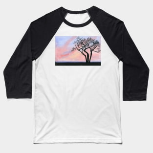 Sunset and Trees Original Watercolor Painting Baseball T-Shirt